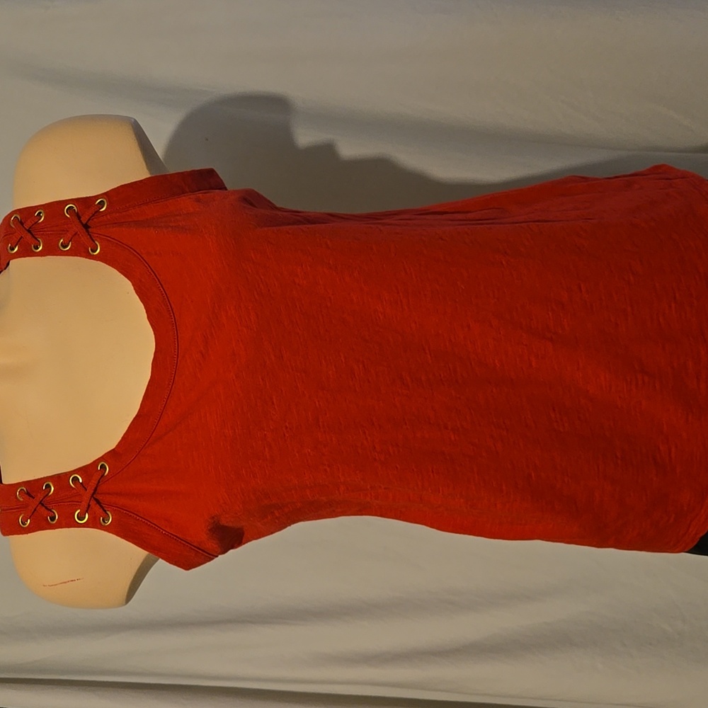 INC grommet and tie strap tank top